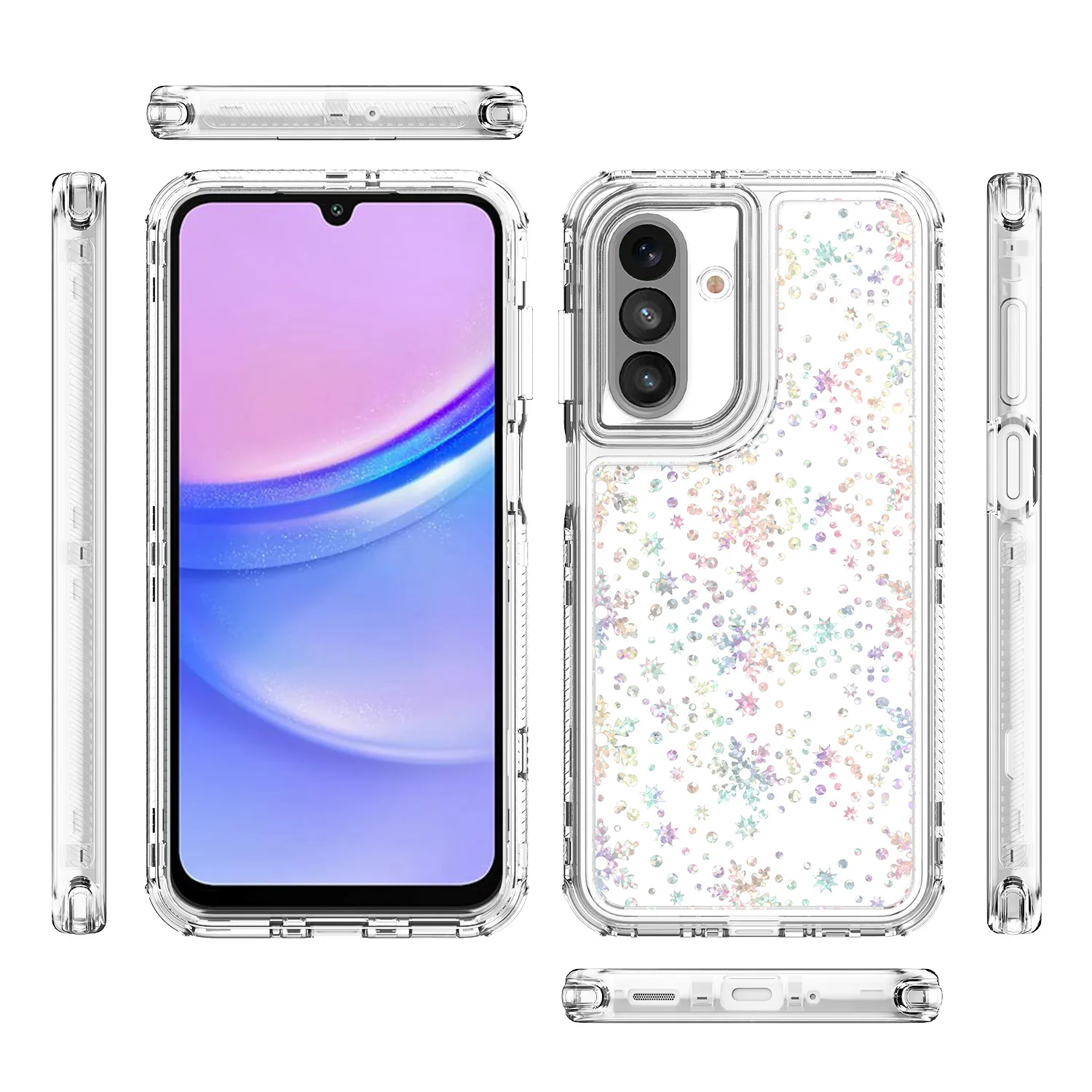 Фото Чехол для телефона с лазерным узором для Samsung Galaxy A37 A57 A07 4G, ударопрочная толстая задняя крышка без защитной пленки для экрана №1