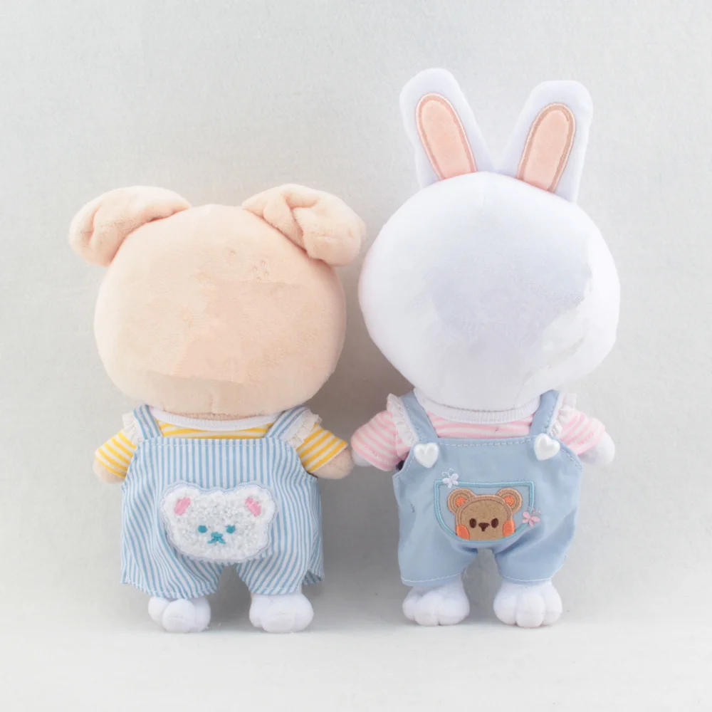 

Doll Clothes for 20cm Korea Kpop EXO Dolls Plush Doll's Clothing Blue Striped Overalls Stuffed Toy Dolls Outfit for Idol Dolls
