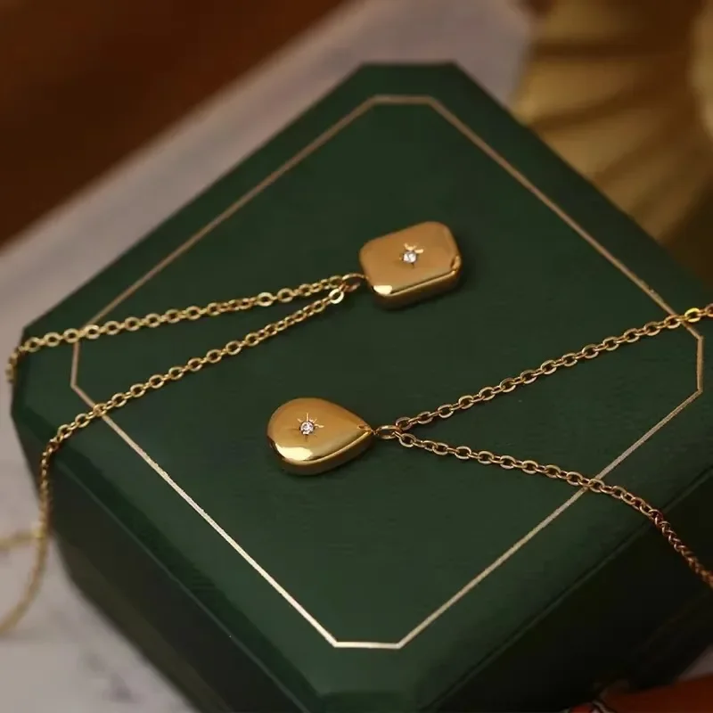 Классическое ожерелье с подвеской в виде капли воды и октаграммой для женщин