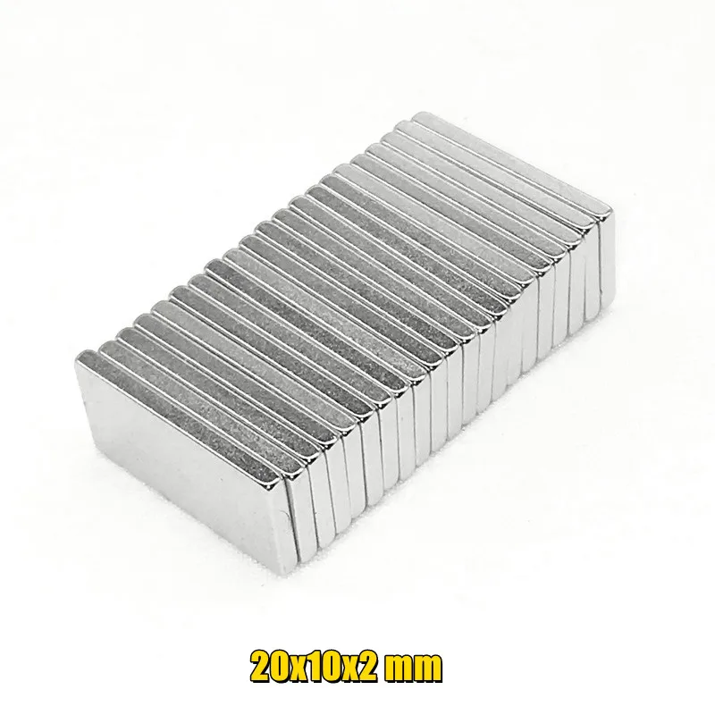 5/10/20/50Pcs 20x10x2 Neodymium Magnet 20mm x 10mm x 2 N35 NdFeB Block Super Powerful Strong Permanent Magnetic imanes Block