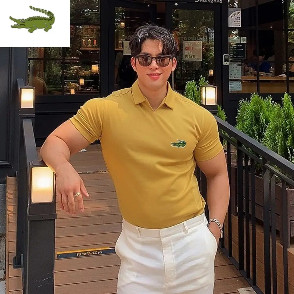 

CARTELO-Polo informal de moda para hombre camiseta de manga corta para gimnasio camisetas de entrenamiento para hombre ropa