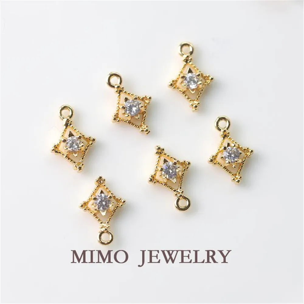 

MIMO JEWELRY Gold Plated Diamond hollow out Mini Zircon Pendant DIY jewelry accessories