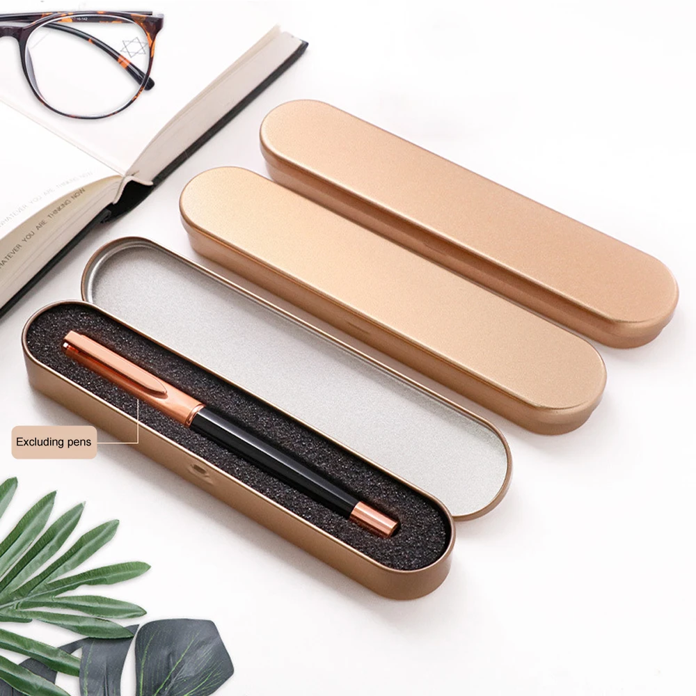 100 шт./лот коробка для перьевой ручки металлический пенал школьные канцелярские