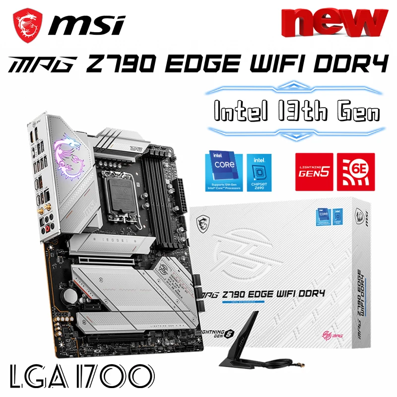 

MSI Z790 EDGE WIFI DDR4 Motherboard LGA 1700 Support Intel Core 13th and 12th Gen CPU PCIe 5.0 M.2 128GB 5333MHz Mainboard New