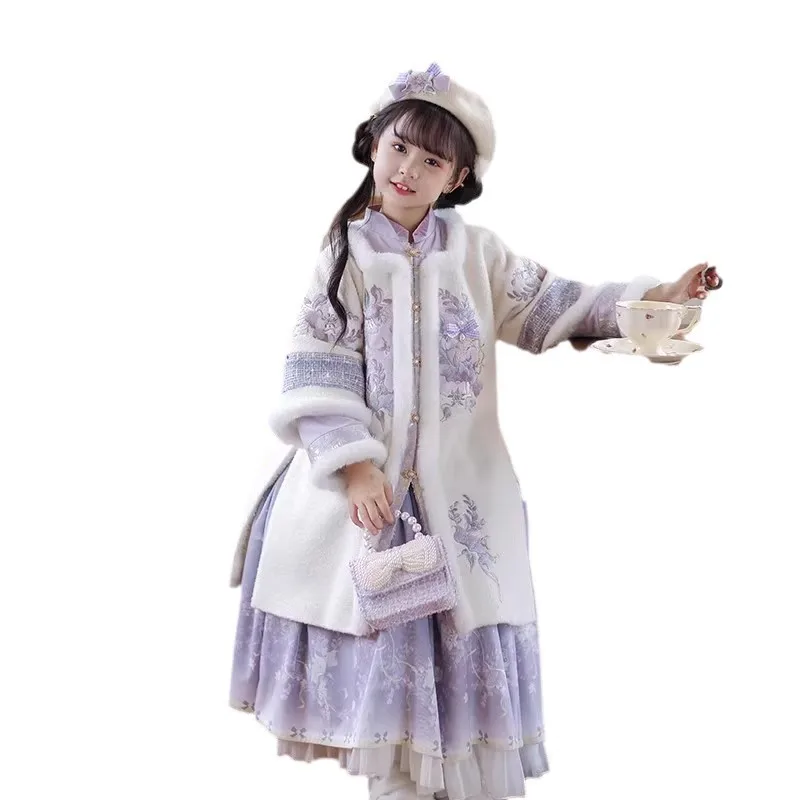 Платье ханьфу для девочек детский карнавальный костюм дня рождения зимняя новая
