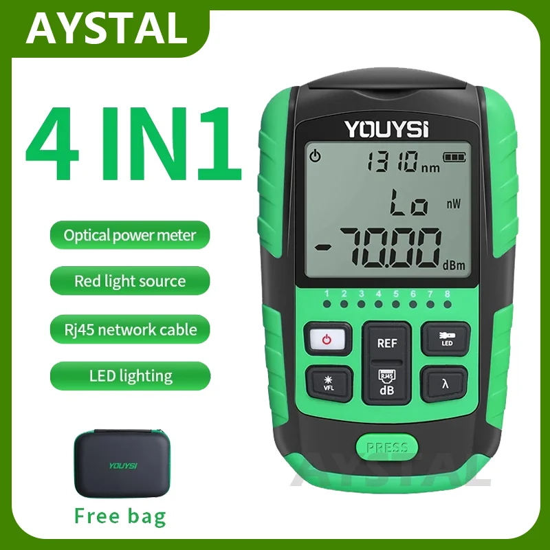 

Optical Power Meter 4-in-1 New 5G 10 Wavelength OPM with Visual Fault Locator Network Cable Test Fiber Optic Tester VFL