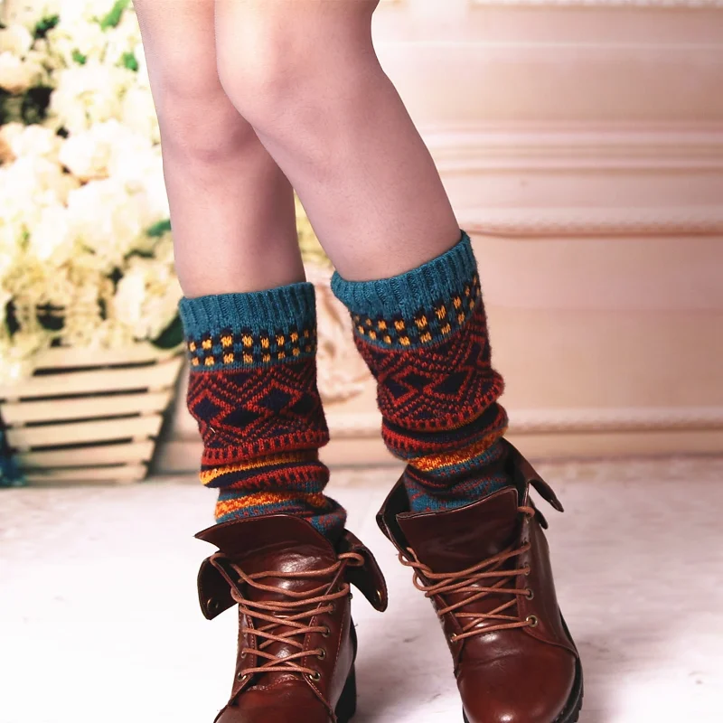 

Зимние рождественские женские гольфы из органической шерсти мериноса для девочек Вязаные гольфы без ног теплые шерстяные Роскошные кашемировые носки в стиле бохо