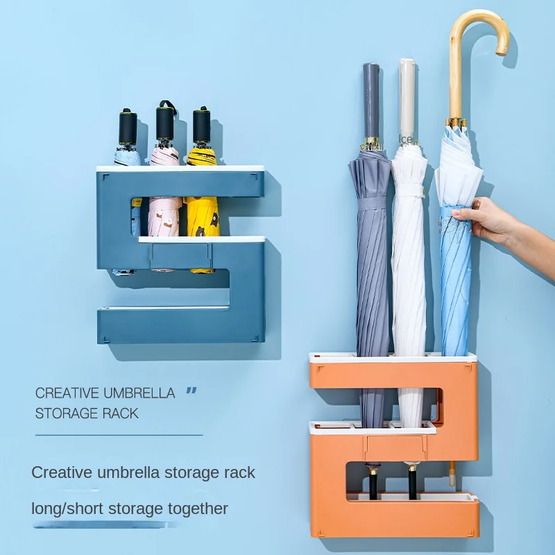 

Umbrella Storage Rack Household Storage Rack Wall Mounted Non Perforated Storage Rack Umbrella Barrel Drainage Umbrella Rack