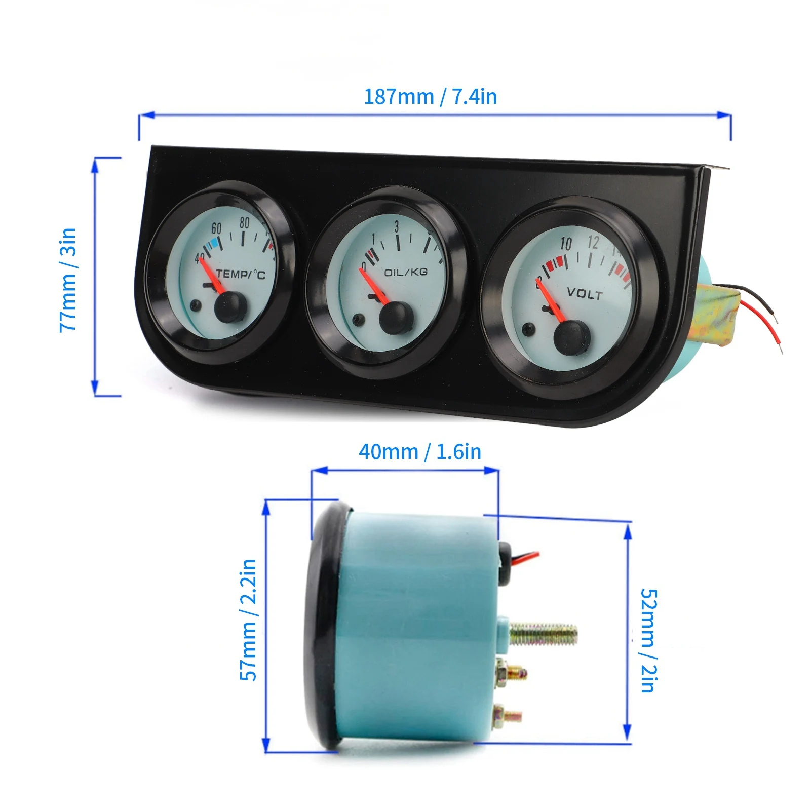 Универсальный Автомобильный Манометр 3-в-1 Вольтметр Тестер Температуры Воды