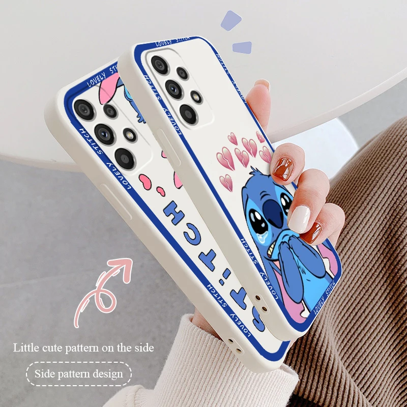 

Liquid Rope Disney Lilo & Stitch Cartoon Phone Case For Samsung A73 A53 A33 A52 A32 A23 A22 A71 A51 A21S A03S A50 A30 5G Funda