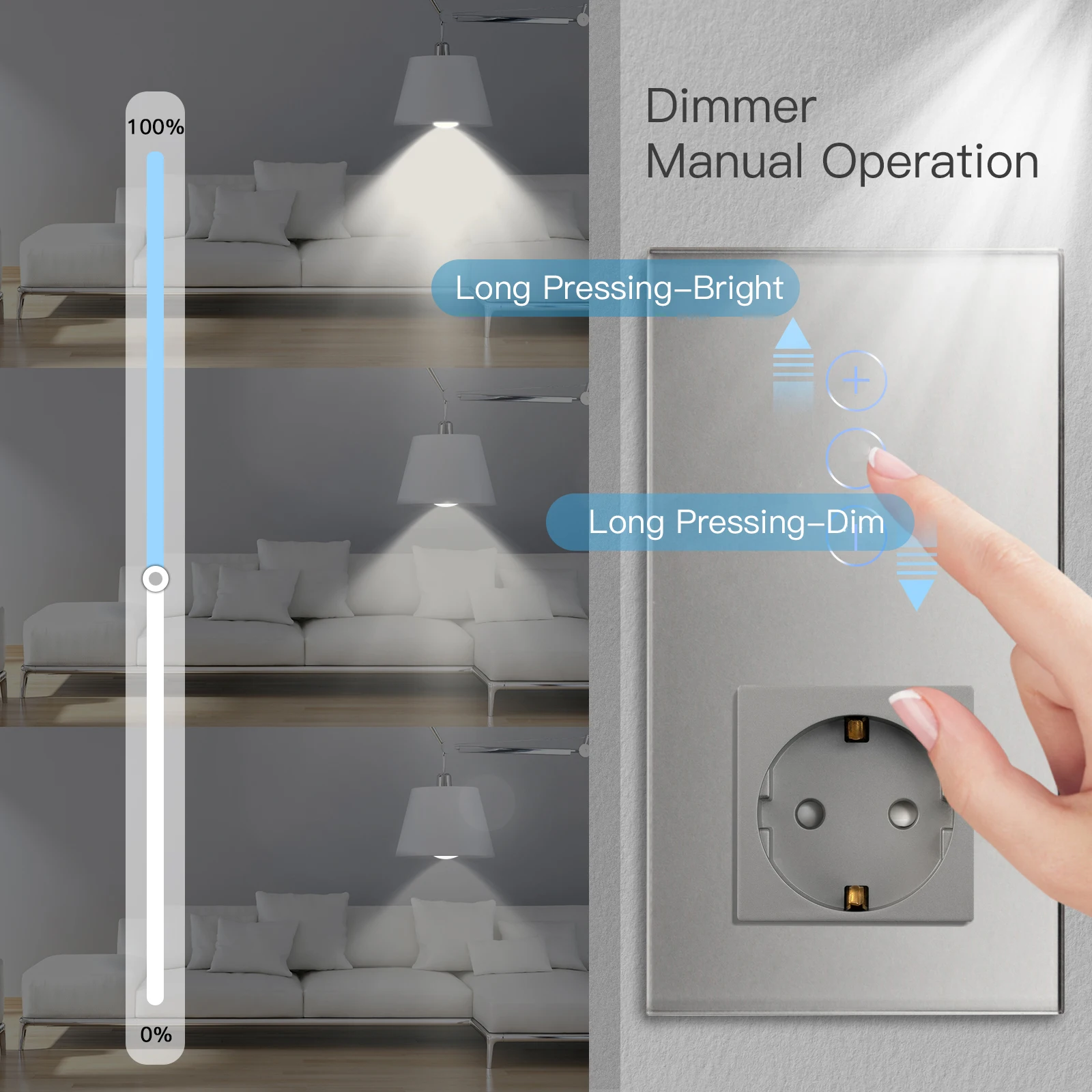 Настенный сенсорный светодиодный переключатель BSEED 1 клавиша диммер розетка с