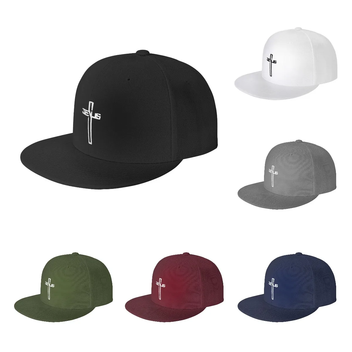 

Casual Men Women Christian Jesus Cross Flat Ajustable Hiphop Flat Baseball Hat Snapback Cap Casual Four Seasons Outdoor