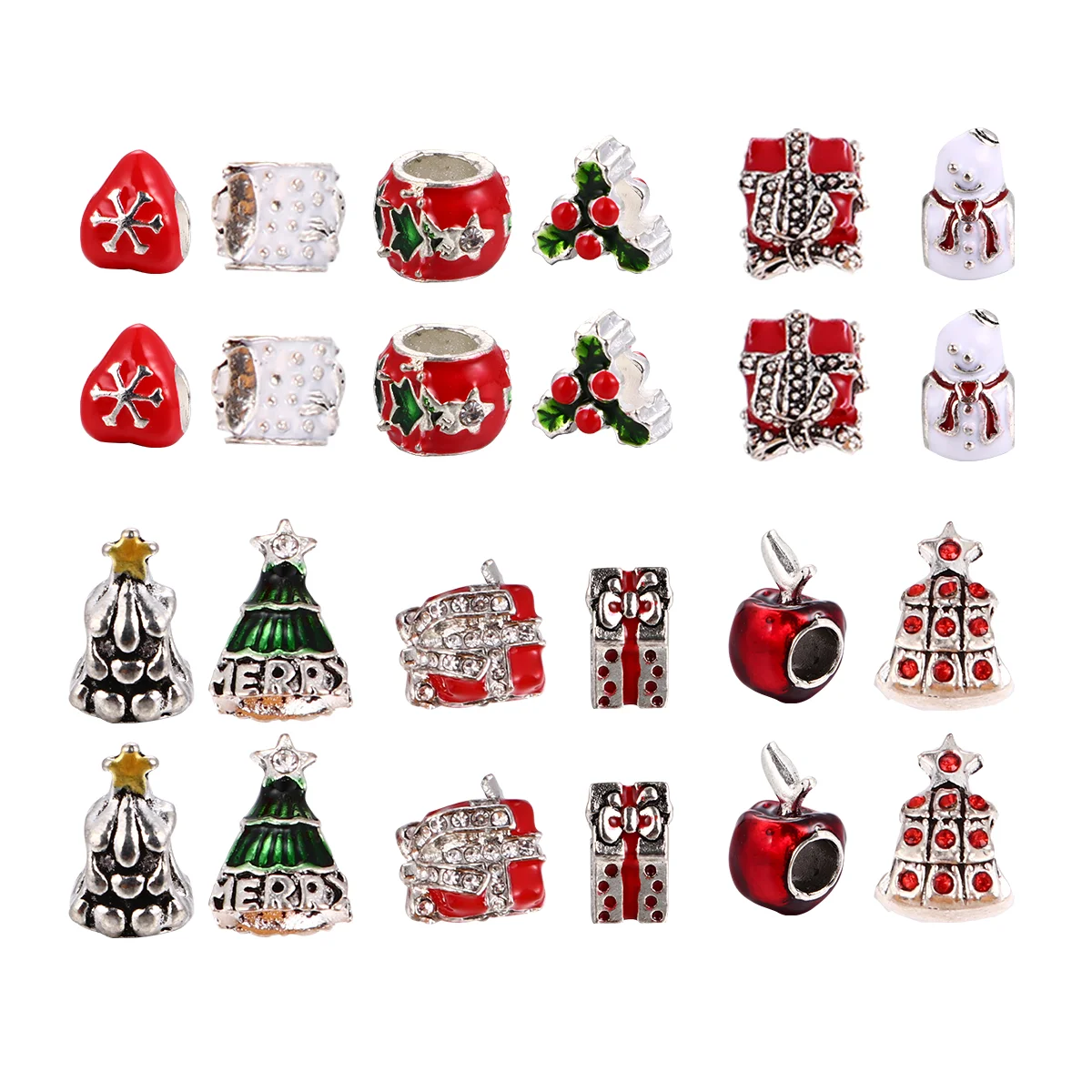 

Christmas Beads Spacer Bead Enamelbracelet Charm Loose Jewelry Holiday Diy Style Making Pendants Large Favor Resin Hole Alloy