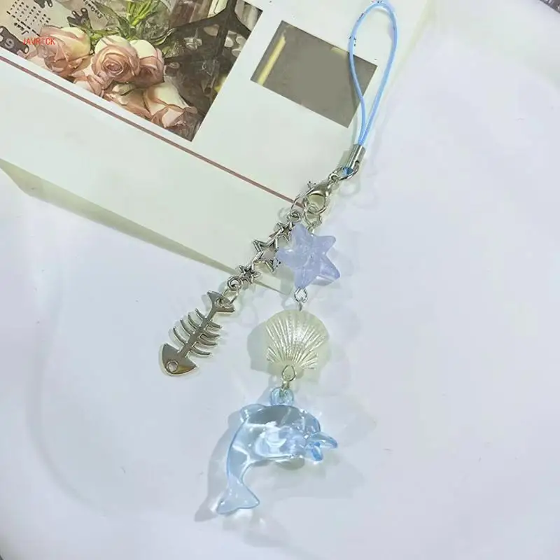 N1HE Стильный брелок для телефона с дельфином и ракушками Уникальный мобильный в