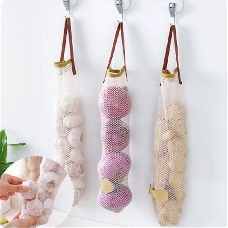 

Vegetable Onion Potato Storage Hanging Hollow Breathable Mesh Bag Kitchen Multifunction Garlic Ginger Mesh Storage Bag PC896455