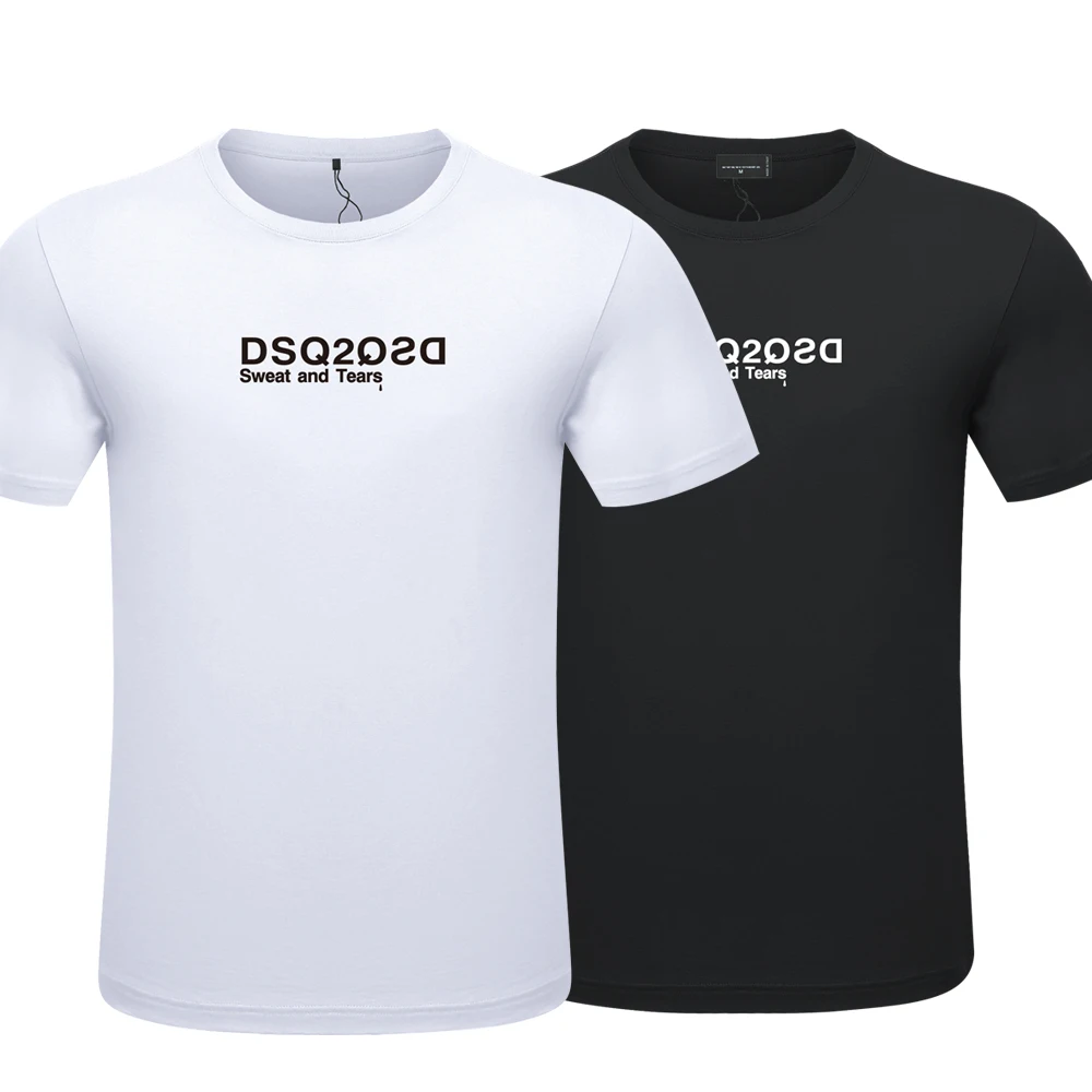 

Повседневная модная хлопковая Классическая парная футболка DSQICOND2 с буквенным принтом унисекс, уличная мода DSQ ICON, футболка с круглым вырезом, бойфренд, подарки dt940