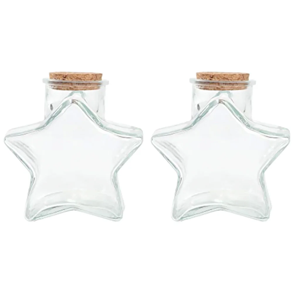 

2 Pcs Wishing Bottle Landscape Clear Jar Five-pointed Star Shaped Bottles Empty Glass Jars Drift Corked Pentagram Decor