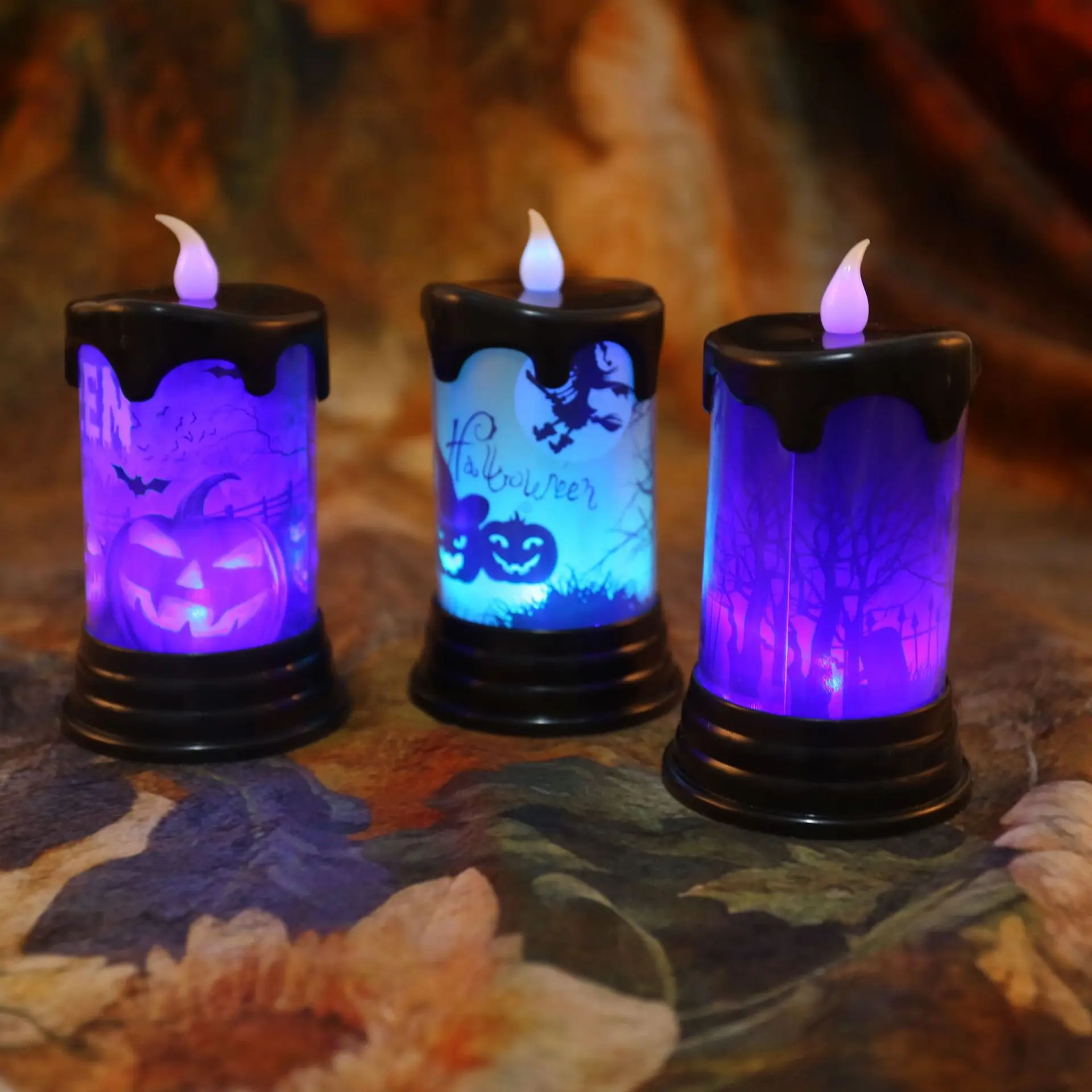 

Halloween New LED Electronic Light-emitting Candle Light Desktop Light-emitting Ornaments Ghost Festival Party Decoration Props