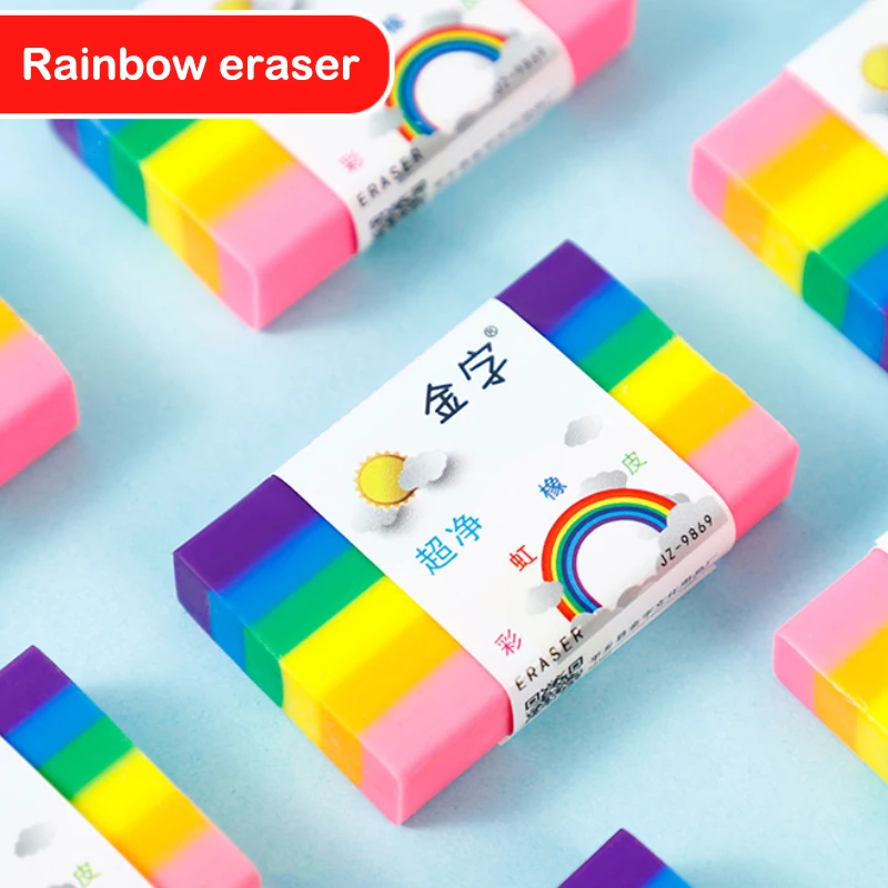 

Children's Less Crumb Rainbow Color Eraser Primary School Students Supplies Special Pencil Painting Eraser Creative Soft Rubber