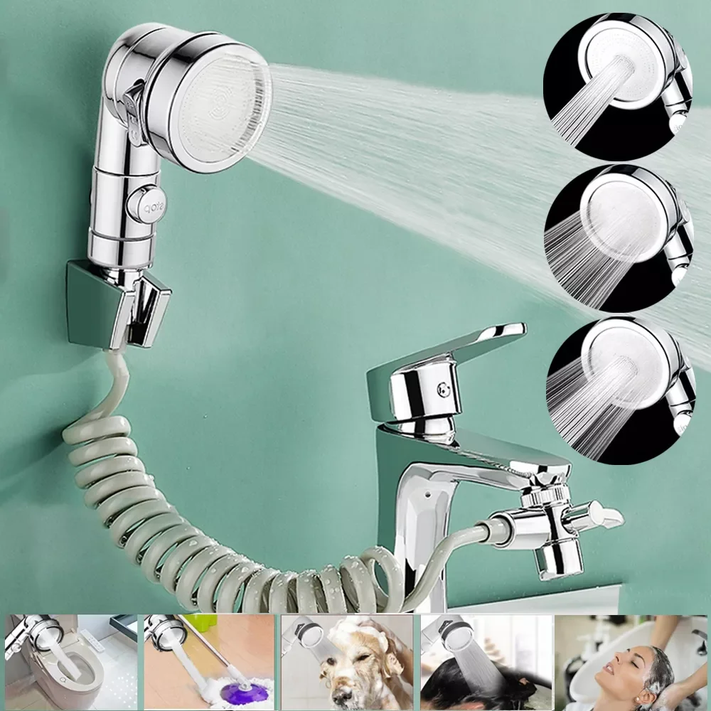 

Zloog Faucet External Shower Head Bathroom Kitchen Basin Tap Adapter Splitter Set Water Diversion Shower for Beauty Salon