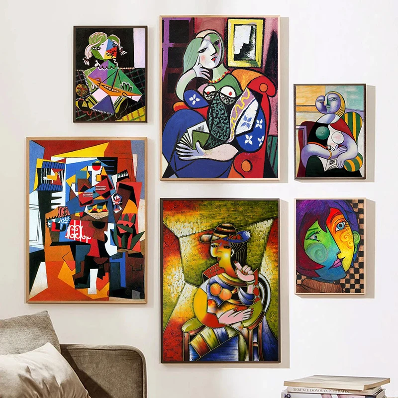 

Картина на холсте известного Пикассо, абстрактная граффити, фигурка, плакат, печать, настенные картины для гостиной, украшение для дома