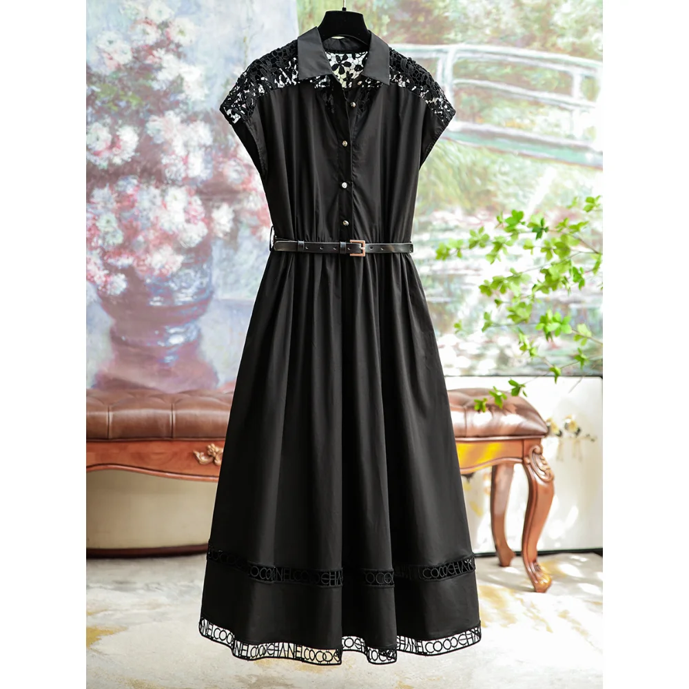 

Женское длинное деловое платье, Элегантная черная кружевная ажурная тонкая длинная юбка, приталенная женская одежда