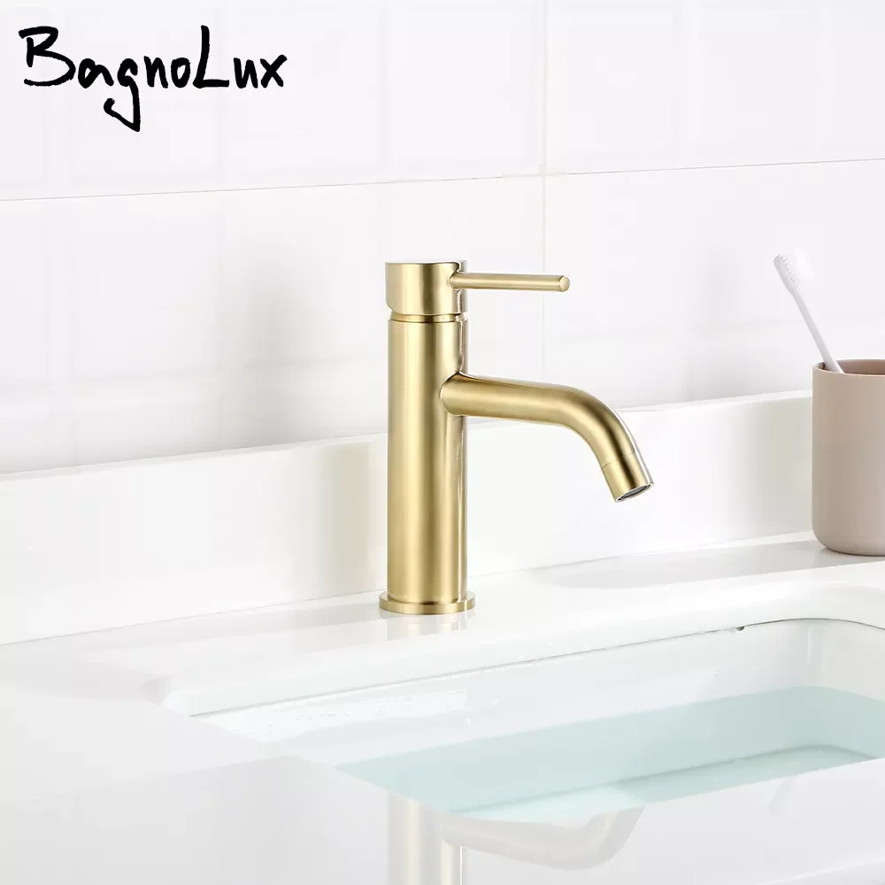 

Brass GOLD Deck Mounted Single Hole Single Handle Hot Cold Bathroom Mixer Sink Tap Basin Faucet Vanity Water Tapware