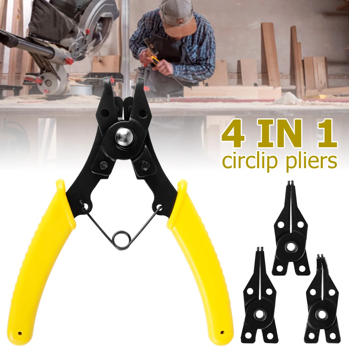

4 in1 Circlip Pliers Set DIY Snap Ring Combination Retaining Clip Jewelry Pliers Internal External Ring Remover For Hand Tool