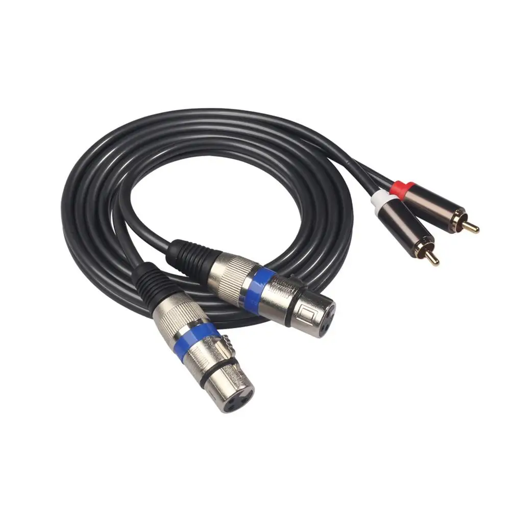 

1.5m Full Copper Wire Gold-plated Plug 2rca To 2xlr Canon Female Audio Cable For Mic Mixer Amplifier Audio Links Connection