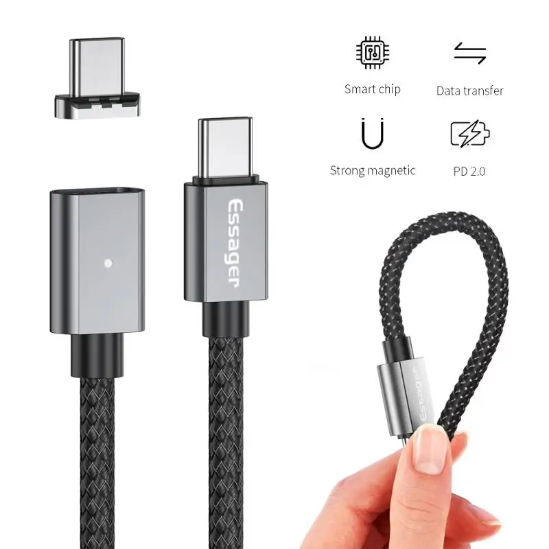 

Magnetic USB Type C To USB C Cable For MacBook 100W PD QC Quick Charge 4.0 3.0 Type-C Magnet Charger