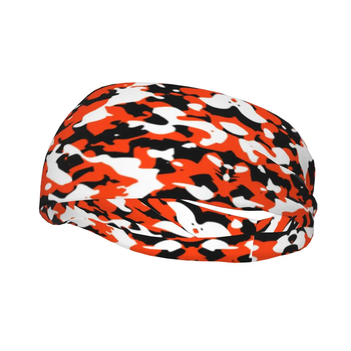 

Orange Black Camo Military Camouflage Headband Women Men Non Slip Moisture Wicking Athletic Sweatband for Tennis