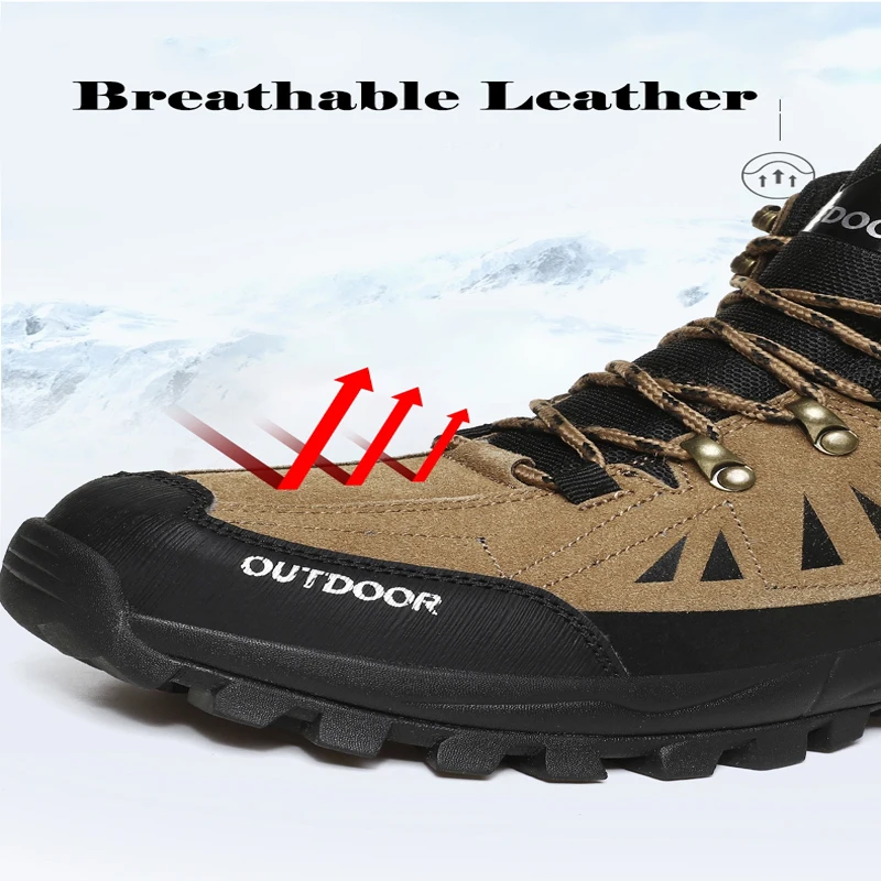 Outdoor Winter Sneakers For Men 2022 New Padded Keep Warm Snow Bota Hombre Winter Boot Leather Waterproof Man Hiking Winter Boot
