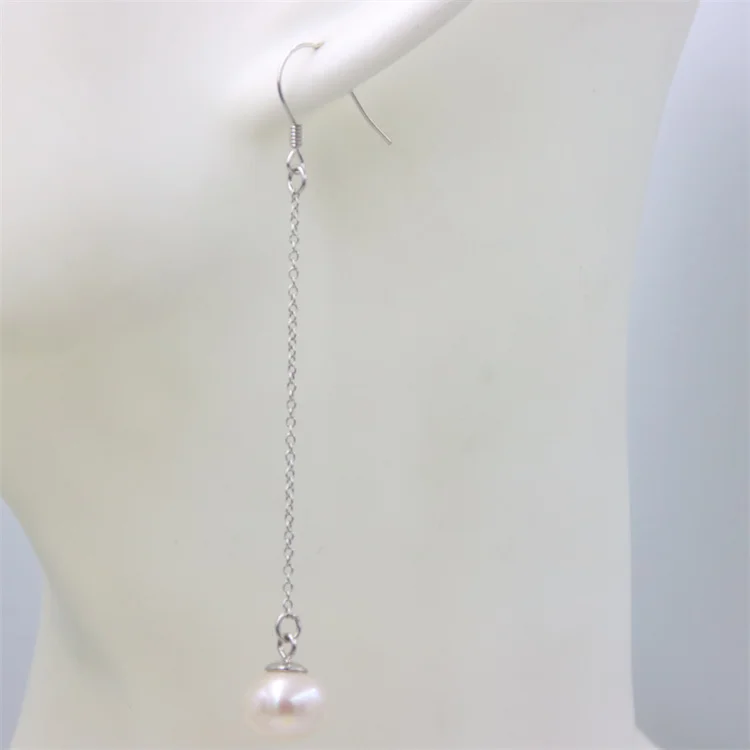

ZFSILVER Lovely Freshwater Pearl Ear Hook 925 Sterling Silver Platinum Plated Earrings TemperamentJewelry Accossories Gift Party