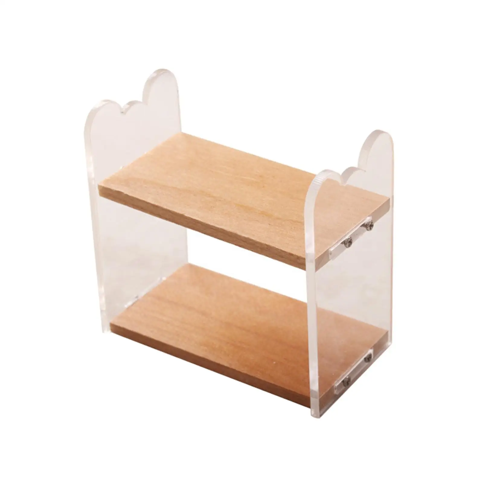 

Acrylic Wood Shelf Mini Bookcase Simple Storage Shelves Miniature 1/12 Dollhouse Display Rack Furniture Accessory Decor Toys DIY