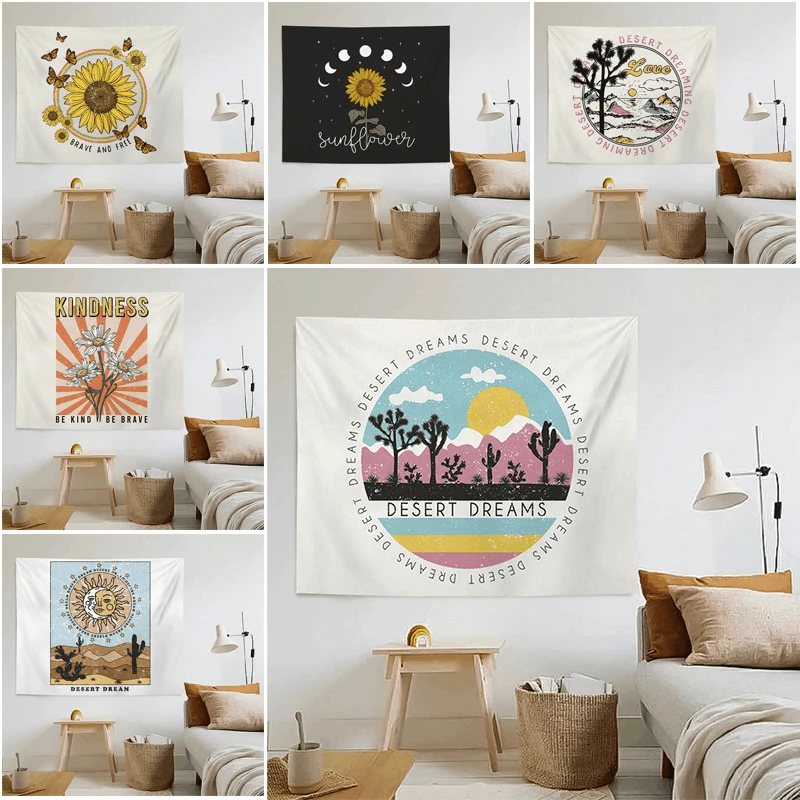 

Cartoon Sunflower Sofa Sets Ukiyoe Decoration Chrysanthemum Wall Rugs Tapestry Dormitory Carpet Curtains Decor Blanket Bedding