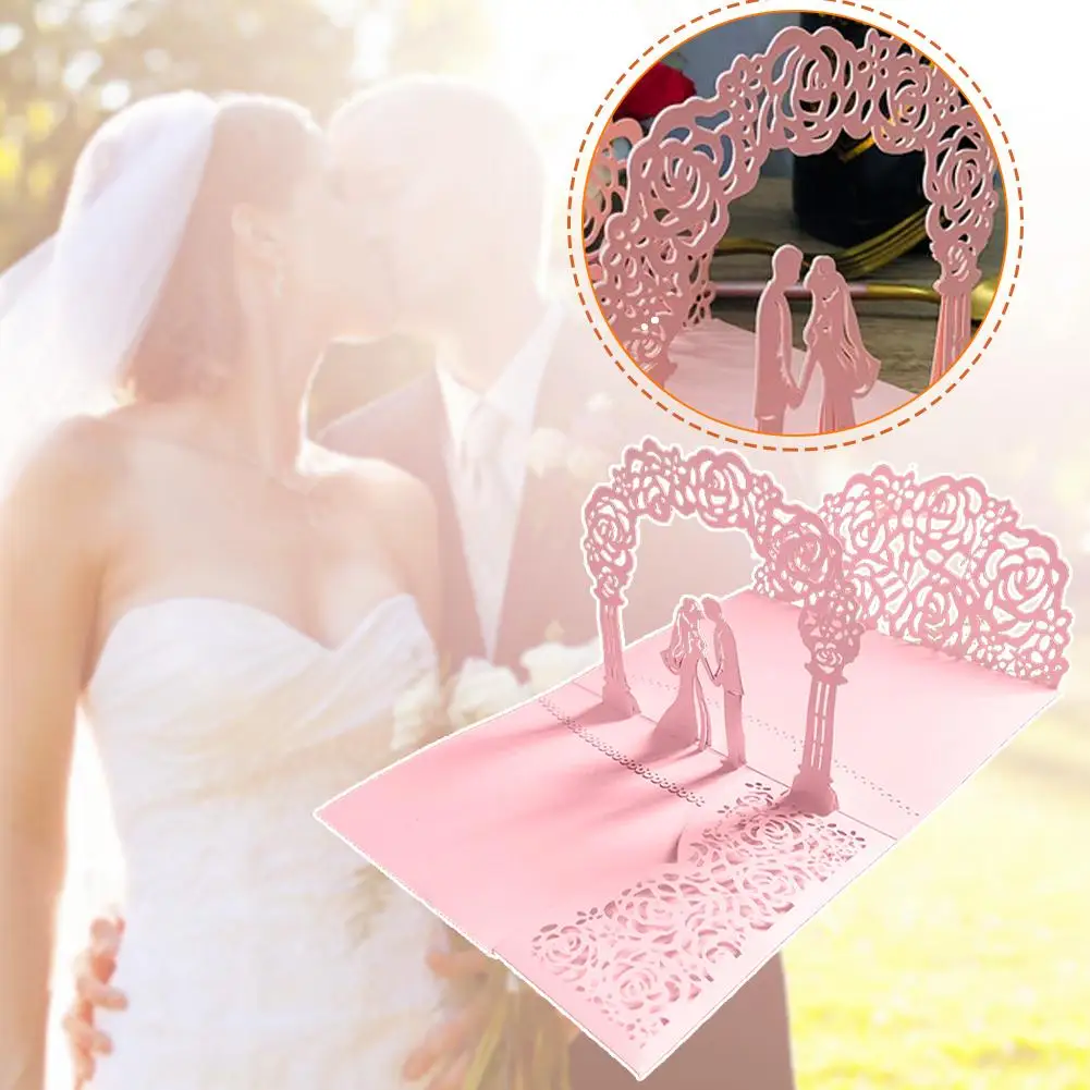 

(10 шт./партия) свадебная открытка с 3D розовым верхом для невесты и жениха синяя карточка карманные приглашения Приглашение белый поздравительный комплект на годовщину Z5F6