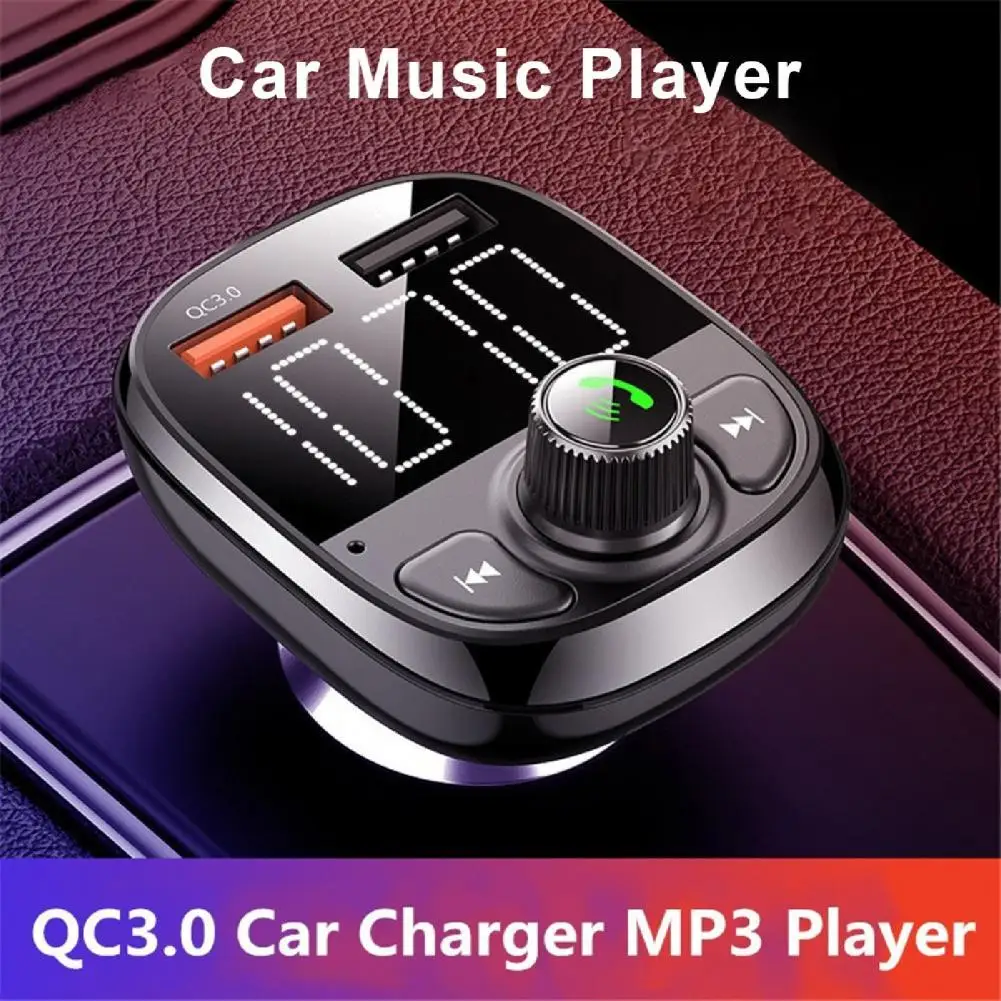 

Car FM Transmitter Hands-free Bluetooth-compaitable 5.0 Car Kit 2 USB Fast Charger MP3 Modulator Player Handsfree Audio Receiver