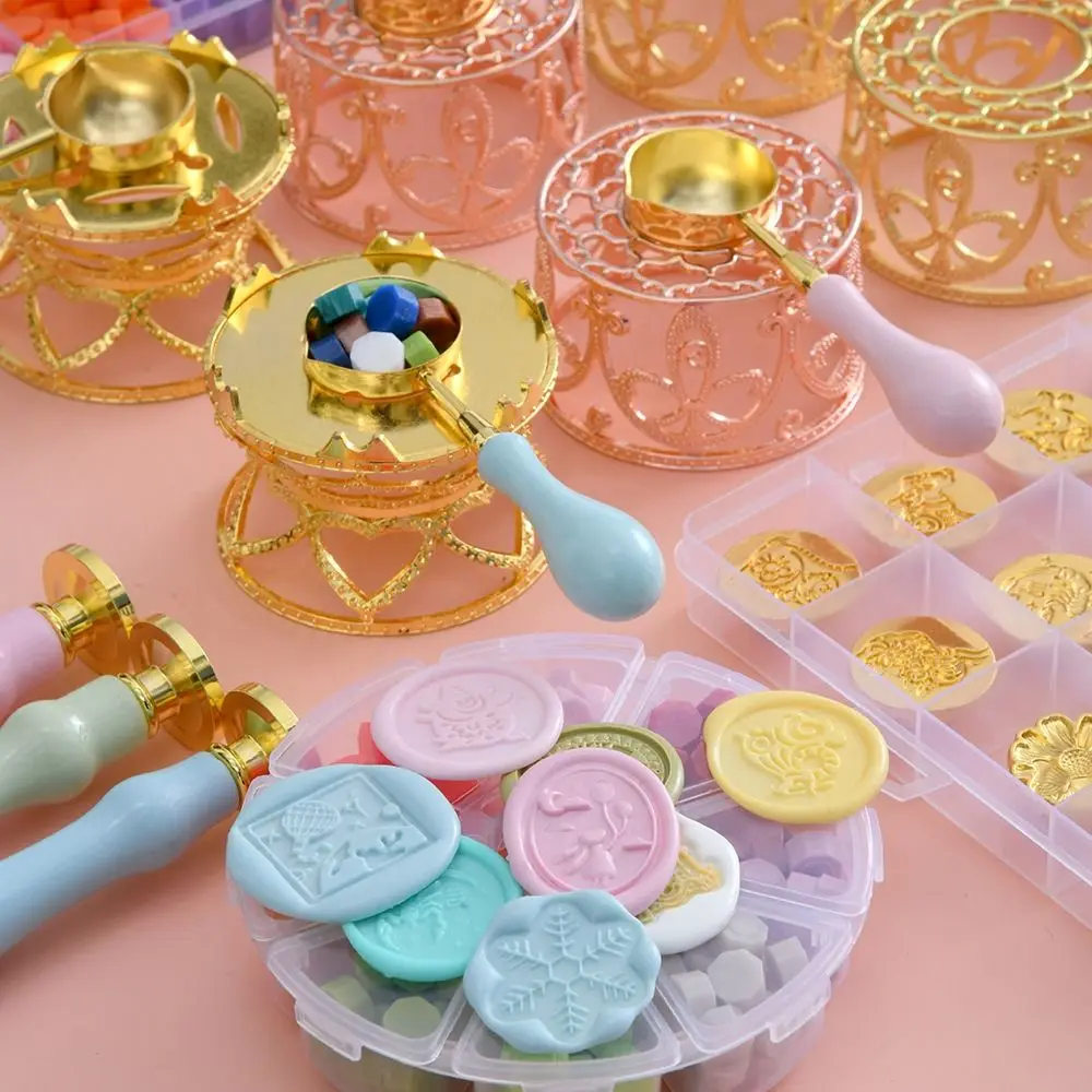 

DIY Stamps Scrapbooking Card Making Supplies Sealing Wax Stove Set Hollow Fire Lacquer Stove Rack Wax Spoon Envelope Retro Craft