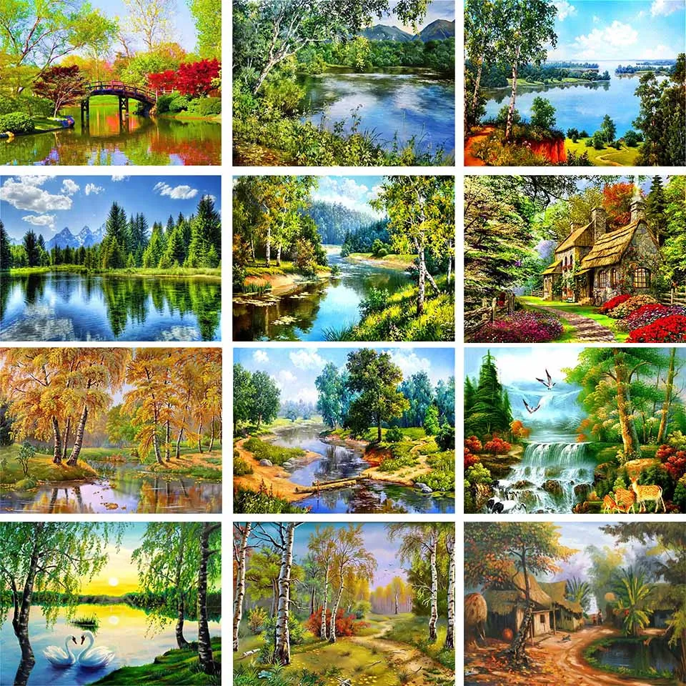 

Алмазная 5D картина «сделай сам», рисование пейзажами, водопад, закат, квадратная Вышивка крестиком, украшение для дома