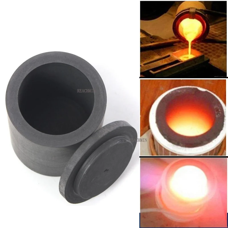 

99.99% чистый графитовый таяльный тигель, графитовый тигель с крышкой, цилиндрический тигель для плавки золота, серебра, меди, латуни, инструме...