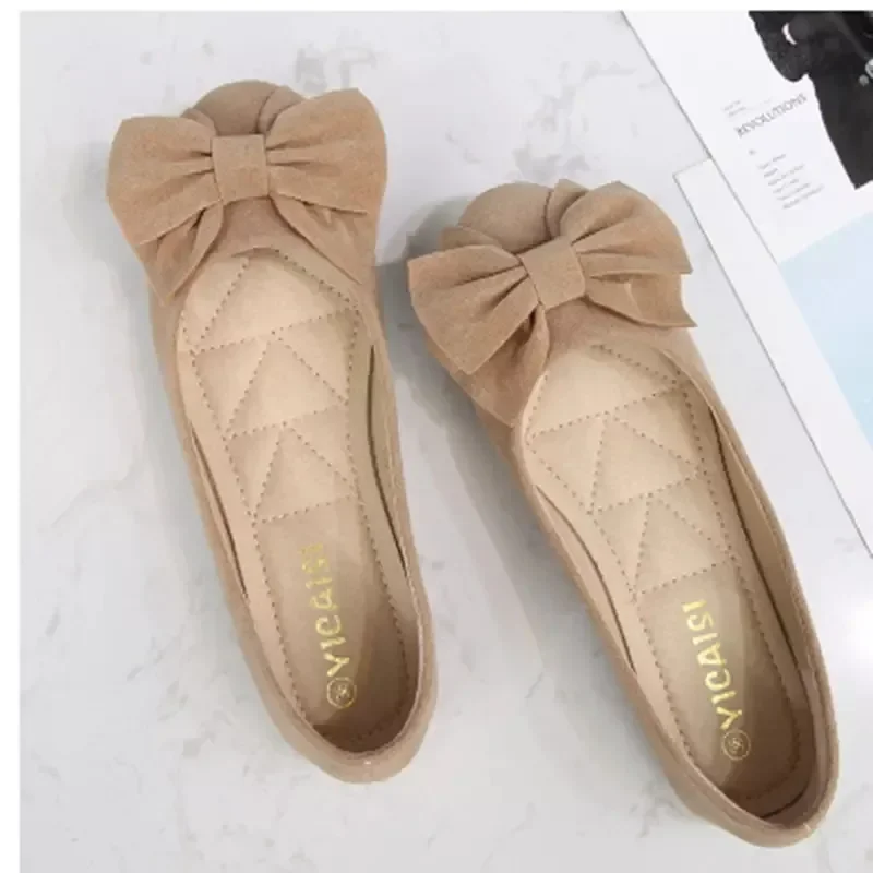 Женские туфли из флока на шпильке с круглым носком и большим бантом