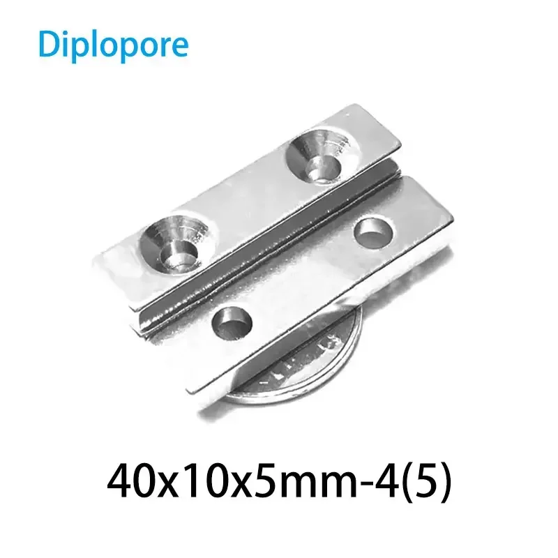 2/5/10/15/20/30 шт. 40x10x5-4 мм мощный магнитный 2 отверстия сильный квадратный NdFeB