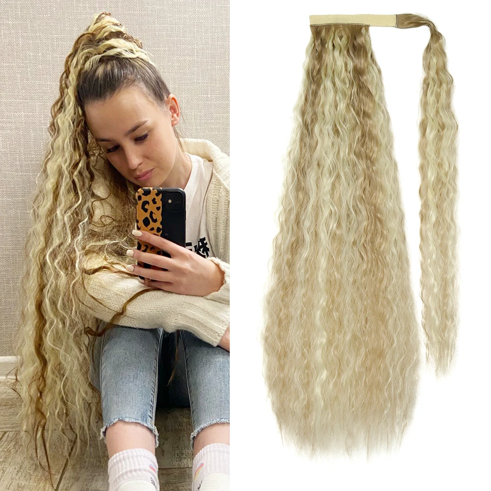 Супер кукурузная волна наращивание хвоста обертывание вокруг 32 дюйма длинные