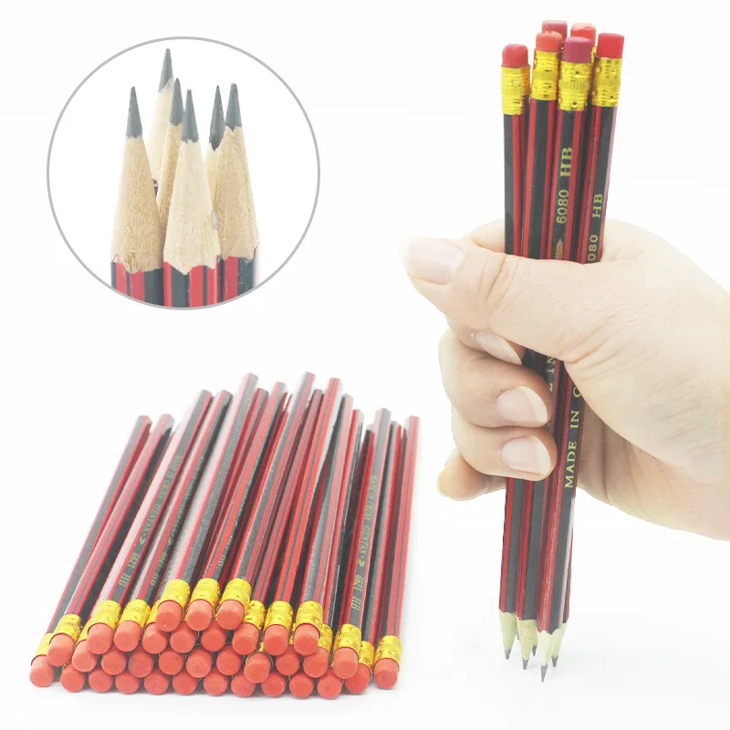 

Деревянный карандаш WXPYU 10 шт./лот, карандаш HB с ластиком, карандаш для детского рисования, школьные письменные принадлежности