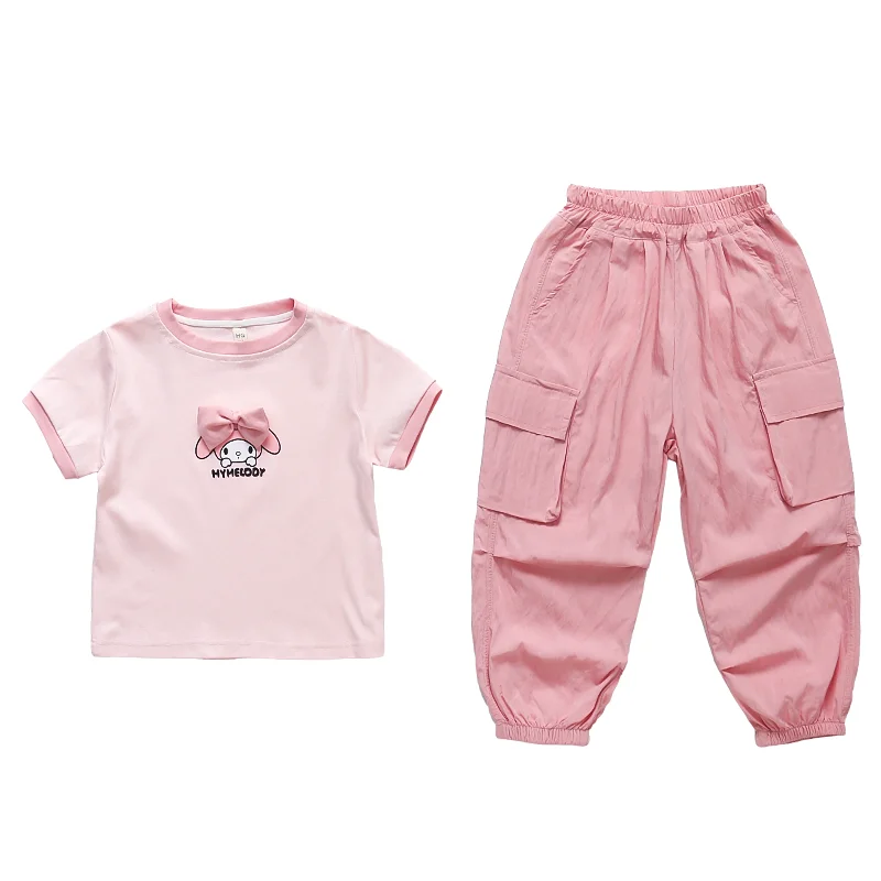 Летняя одежда для маленьких девочек комплект мелодий футболка с коротким