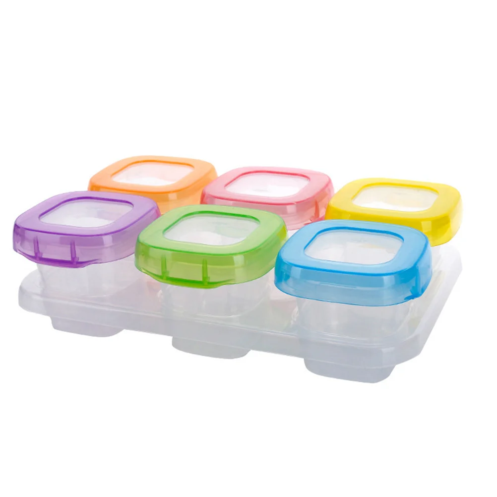 

6pcs 60ml Silicone Freezer Tray With Clip- On Lid Blocks Storage Containers Leakproof Snack Containers