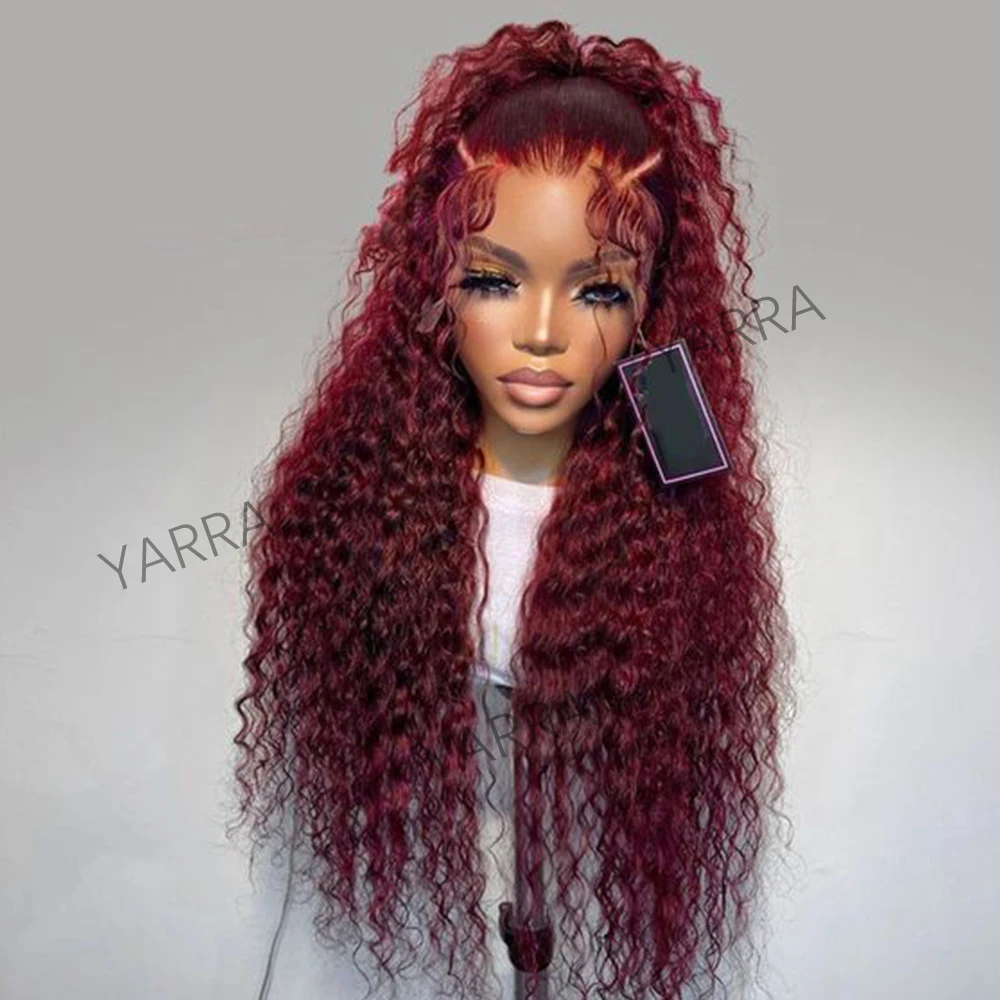 99J Темно-красный Ready Go Wig Бордовый Кудрявый Парик Человеческих Волос 13X4 13X6 Парики