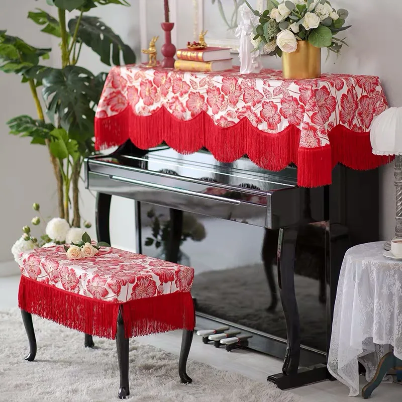 

Роскошный жаккардовый чехол для пианино, 1 шт., 100x220 см, современное пылезащитное пианино, тканевое украшение, Цветочный чехол для табурета 39x86,6 дюймов