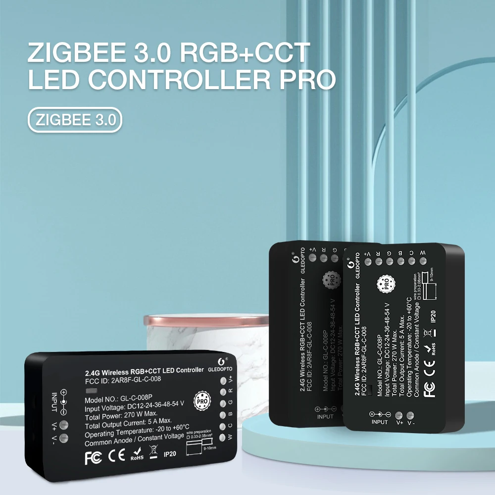 

Smart Home DC12-54V Gledopto Zigbee 3.0 Warm Cold White RGB LED Controller Pro For Indoor Lighting Kitchen Cabinet Light Ceiling
