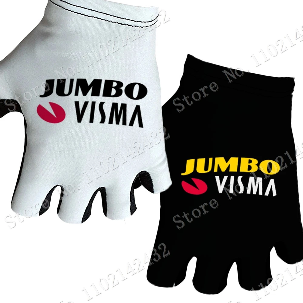 

2023 Jumbo Visma Team White Black Cycling Gloves France Tour Bike Bicycle Half Finger Glove One Pair Size M-XL Gant Cyclisme